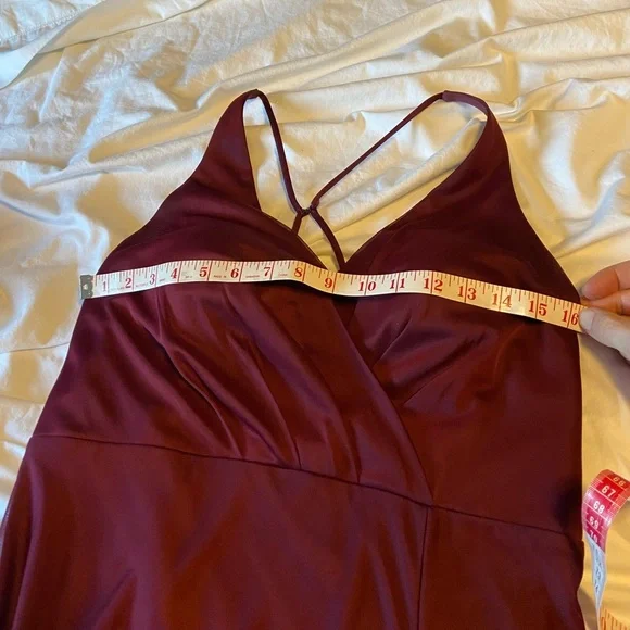 Azazie Burgundy Bridesmaid Dress - A-line with slit - custom size - Picture 12 of 16